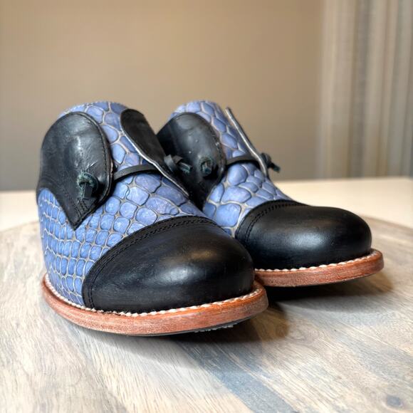 NEW Freebird by Steven Malena Blue Black Snakeskin Leather Mules Women’s Size 9 - Picture 5 of 12